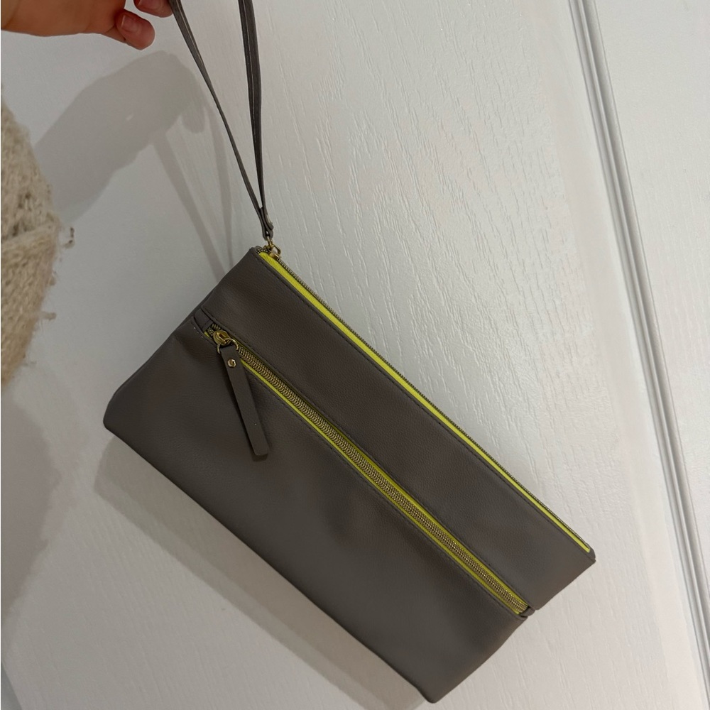 CHI Gray Wristlet Clutch with Yellow Accents
